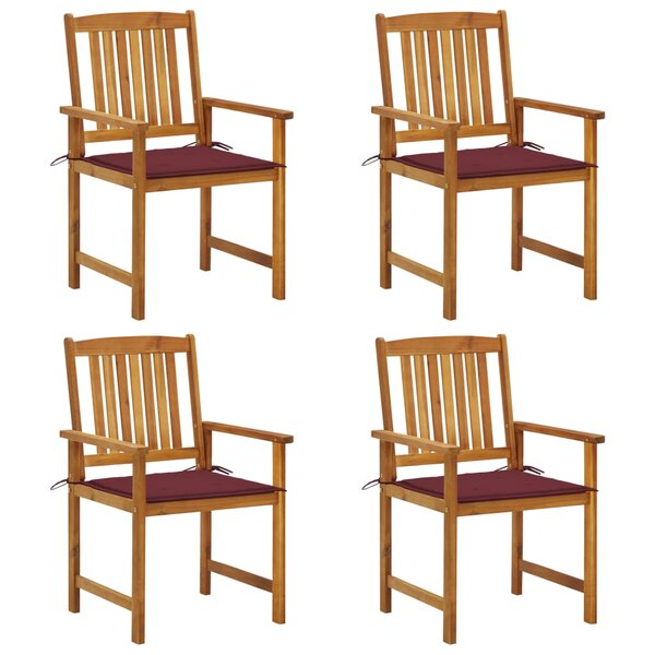 vidaXL Chaises de jardin avec coussins lot de 4 Bois d'acacia massif