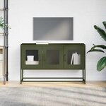 vidaXL Meuble TV vert olive 100 5x39x60 5 cm acier laminé à froid