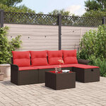 vidaXL Ensemble de canapé de jardin 6 Pièces Marron Poly rotin