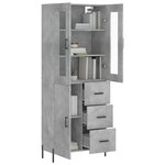 vidaXL Buffet haut Gris béton 69 5x34x180 cm Bois d'ingénierie