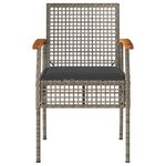 vidaXL Ensemble de bistro 3 Pièces et coussins gris résine tressée acacia