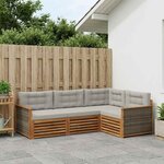 vidaXL Ensemble de canapés d'extérieur 4 Pièces Naturel et gris clair