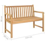 vidaXL Banc de jardin 114 cm bois de teck solide