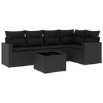 vidaXL Salon de jardin 6 Pièces avec coussins noir résine tressée