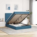 vidaXL Cadre de lit ottoman avec matelas bleu foncé 140x190 cm velours