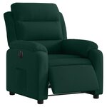 vidaXL Fauteuil inclinable électrique vert foncé velours