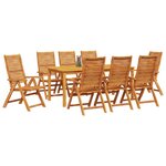vidaXL Ensemble de salle à manger pour jardin 9 Pièces Marron