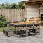 vidaXL Ensemble à manger de jardin 11Pièces avec coussins gris poly rotin