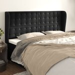 vidaXL Tête de lit avec oreilles Noir 203x23x118/128 cm Velours