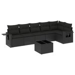 vidaXL Salon de jardin 7 Pièces avec coussins noir résine tressée