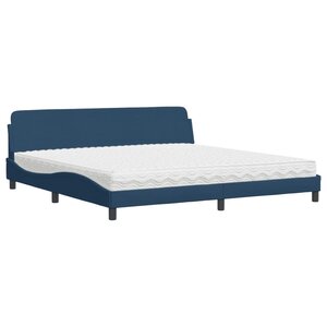 vidaXL Lit avec matelas Dover bleu 200x200 cm tissu