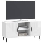 vidaXL Meuble TV Blanc brillant 102 x 34 5 x 50 cm Bois d'ingénierie