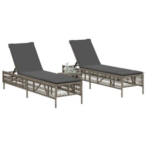 vidaXL Chaises longues lot de 2 avec table gris résine tressée