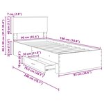 vidaXL Cadre de lit Chêne fumé 90 x 190 cm Bois d'ingénierie