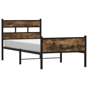 vidaXL Cadre de lit sans matelas chêne fumé 107x203 cm bois ingénierie