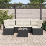 vidaXL Ensemble de canapé de jardin avec coussin 7 Pièces Noir et Crème