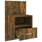 Vidaxl table de chevet murale chêne fumé