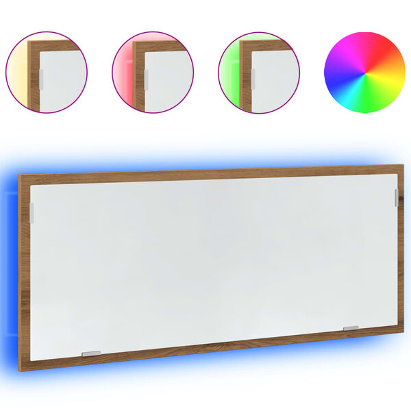 vidaXL Miroir de salle de bain à LED chêne artisanal bois d'ingénierie