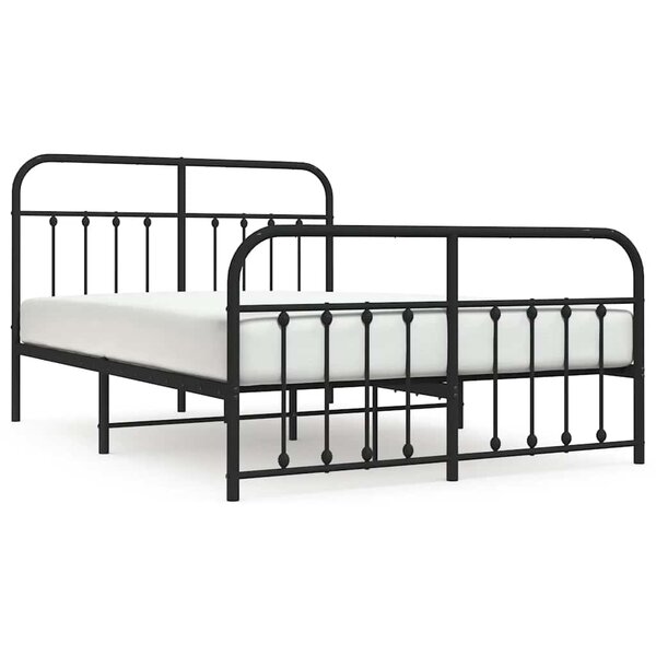 vidaXL Cadre de lit métal sans matelas avec pied de lit noir 140x190cm