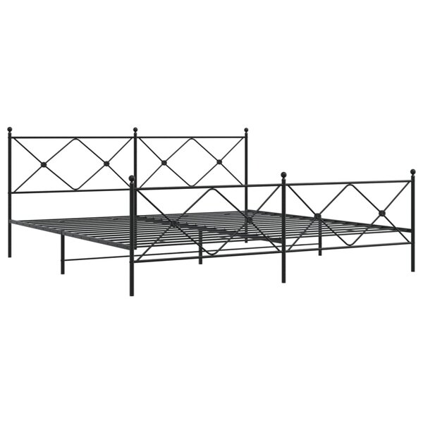 vidaXL Cadre de lit métal avec tête de lit/pied de lit noir 200x200 cm