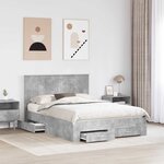 vidaXL Cadre de lit Gris béton 135 x 190 cm Bois d'ingénierie