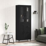 vidaXL Buffet haut Noir 69 5x34x180 cm Bois d'ingénierie