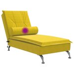 vidaXL Chaise longue de massage avec traversin jaune velours