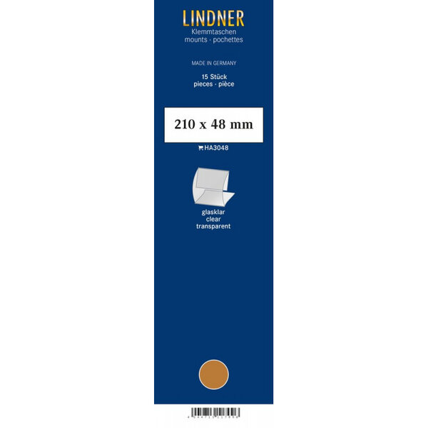 Bandes Klemmfix double soudure 210 x 48 mm pour timbres-poste. Fond - Transparent