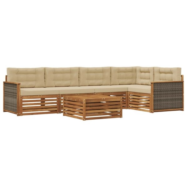 vidaXL Ensemble de canapés d'extérieur 6 pc Naturel et Beige