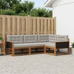 vidaXL Ensemble de canapés d'extérieur 4 pc Naturel et Gris clair