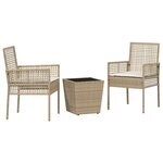 vidaXL Ensemble bistro de jardin 3 Pièces Beige polyrotin