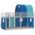 vidaXL Lit superposé avec rideaux bleu 80x200 cm bois pin massif