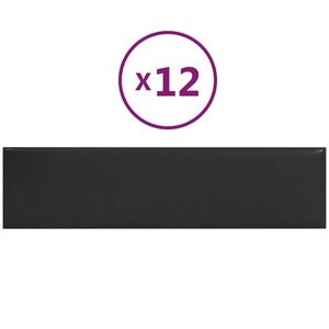 vidaXL Panneaux muraux 12 Pièces Noir 60x15 cm Similicuir 1 08 m²