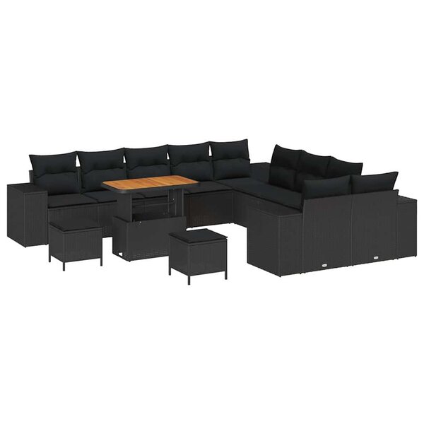 vidaXL Ensemble de canapé de jardin 13 Pièces Noir polyrotin