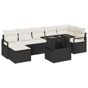 vidaXL Ensemble de canapé de jardin 8 Pièces Noir Poly rotin