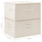 vidaXL Boîtes de rangement 2 Pièces Tissu 43x34x23 cm Crème