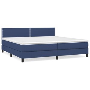 vidaXL Sommier à lattes de lit avec matelas Bleu 200x200 cm Tissu