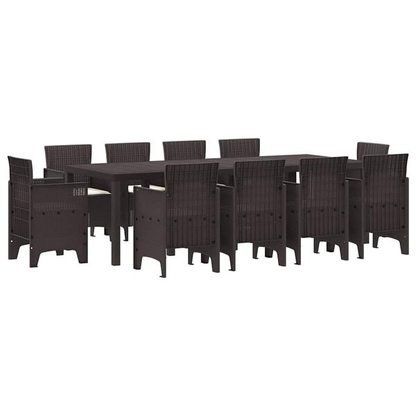 vidaXL Ensemble de salle à manger pour jardin 11 Pièces Marron