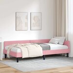 vidaXL Cadre de lit d'angle Rose 90 x 200 cm Velours et bois stratifié