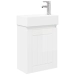vidaXL Meuble de salle de bain avec robinet Blanc brillant
