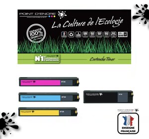 973XL / 913- Pack de 4 Cartouches D'encre Noir/Cyan/Magenta/Jaune - Grande capacité