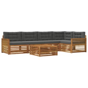 vidaXL Ensemble de canapés d'extérieur 6 pc Naturel et Anthracite