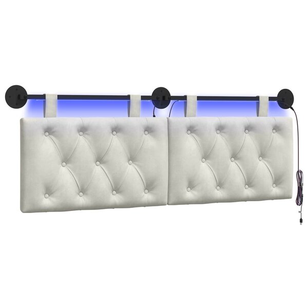 vidaXL Tête de lit suspendue Crème Velours