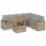 vidaXL Salon de jardin avec coussins 7 Pièces beige résine tressée