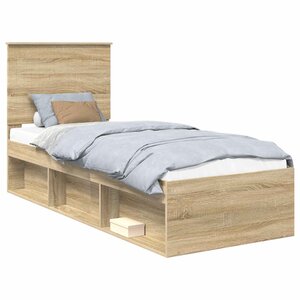 vidaXL Cadre de lit Chêne Sonoma 75 x 190 cm Bois de pin massif