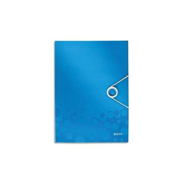 Chemise WOW 3 rabats à élastique polypro 150 feuilles A4 Bleu Métallisé LEITZ