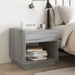 vidaXL Table de chevet avec LED infini sonoma gris 50x50x50 cm