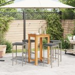 vidaXL Ensemble de bar de jardin 5 Pièces gris bois massif acacia rotin