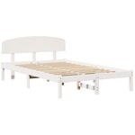 vidaXL Cadre de lit avec tête de lit blanc 135x190 cm en bois massif de pin