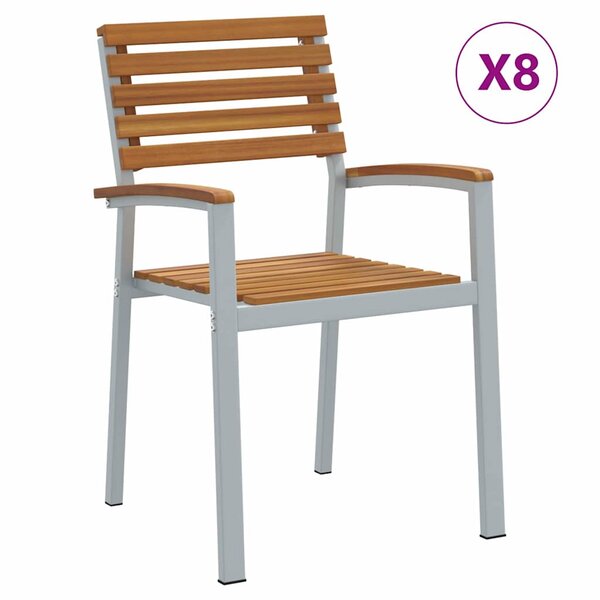 vidaXL Chaise de jardin 8 Pièces Marron 56 x 57 x 87 cm